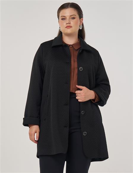 Embossed Patterned Jacket in Black