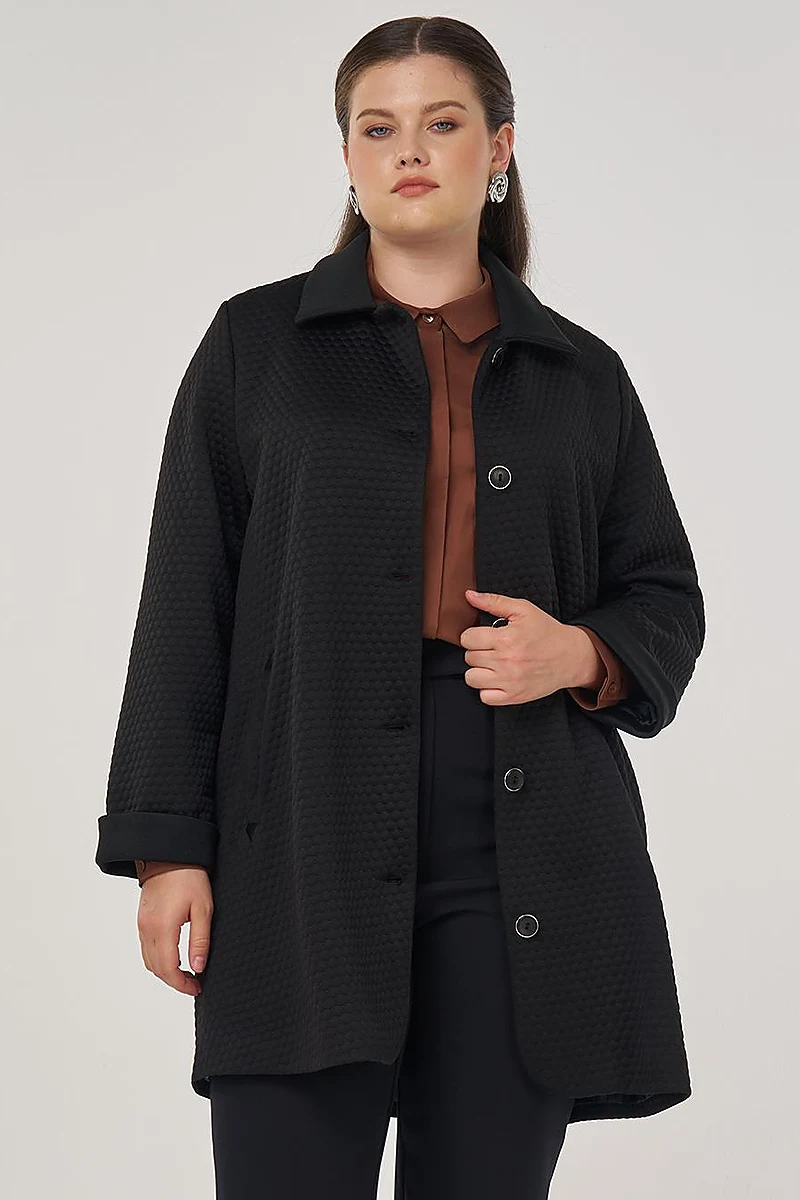 Embossed Patterned Jacket in Black
