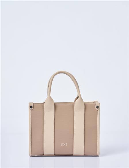 Logo Detailed Tote Bag, Mink