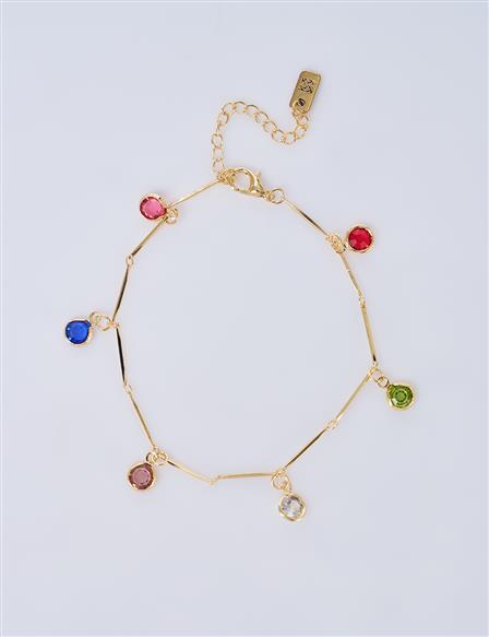 Zircon Stone Anklet, Gold