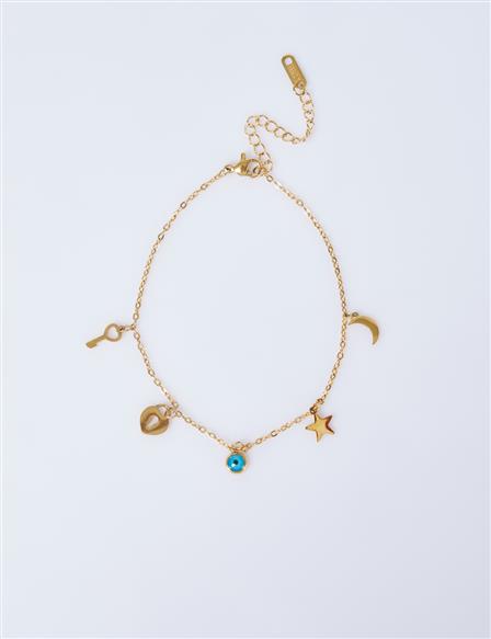 Minimal Figured Anklet, Gold