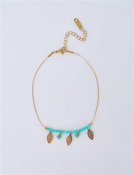 Leaf Figured Anklet, Gold
