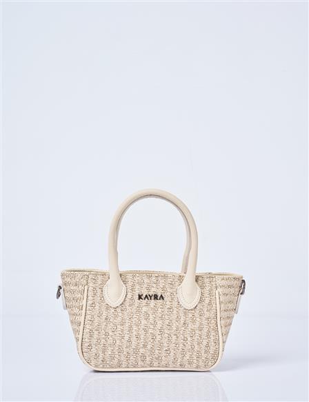 Logolu Tote Çanta Krem 