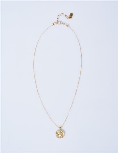 Pusula Figürlü Kolye Gold