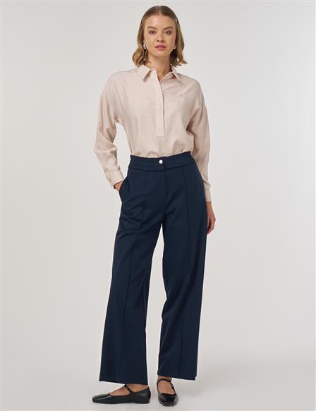 Rahat Kesim Rayon Pantolon Koyu Lacivert