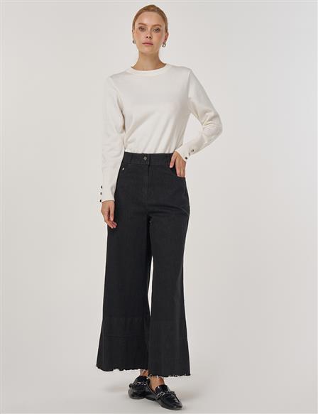 Cep Detaylı Marine Fit Denim Pantolon Siyah 