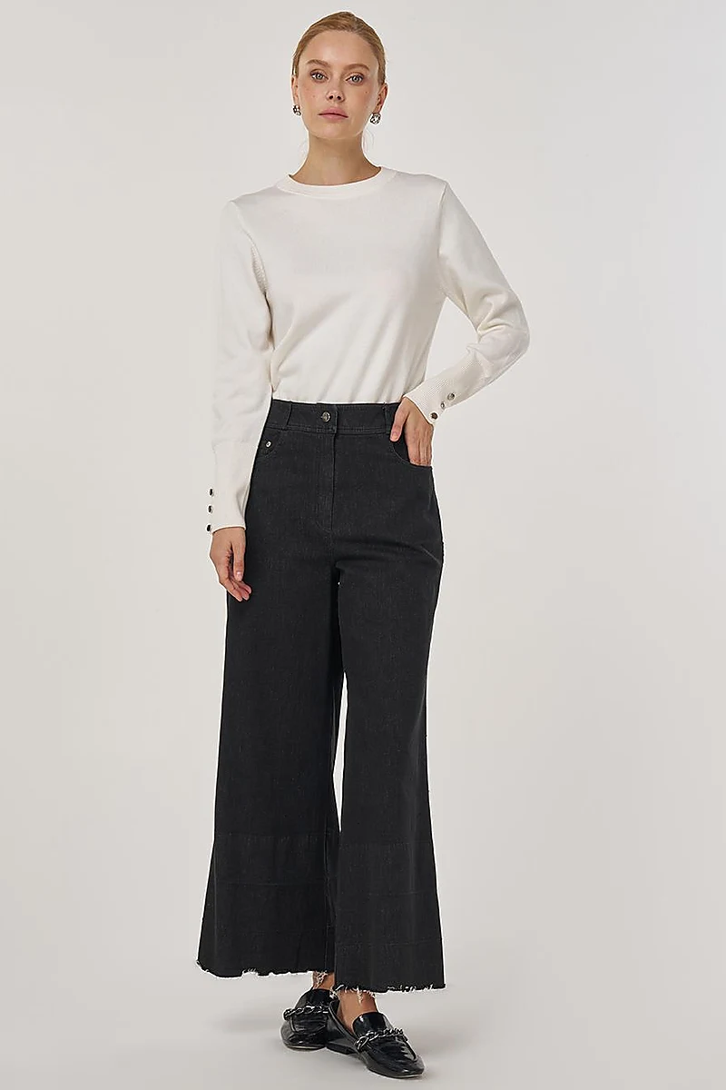 Pocket Detail Marine Fit Denim Pants Black