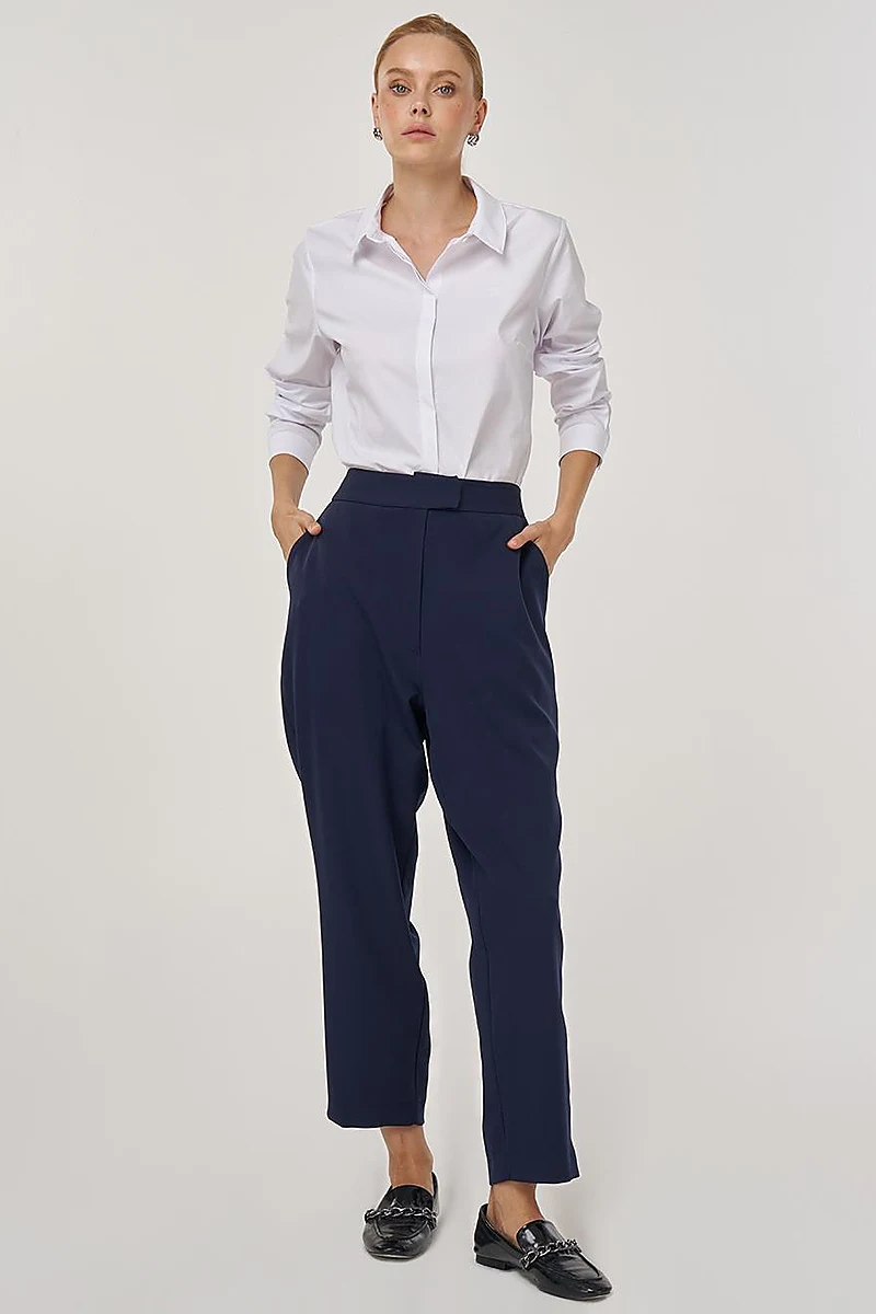 Pocket-Detail Classic Trousers Dark Navy