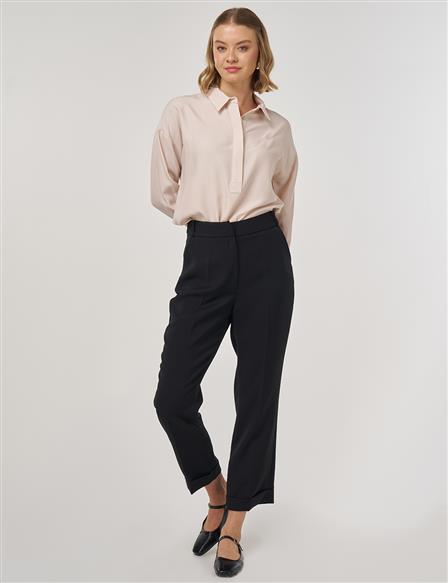 Double-Legged Fabric Trousers in Black
