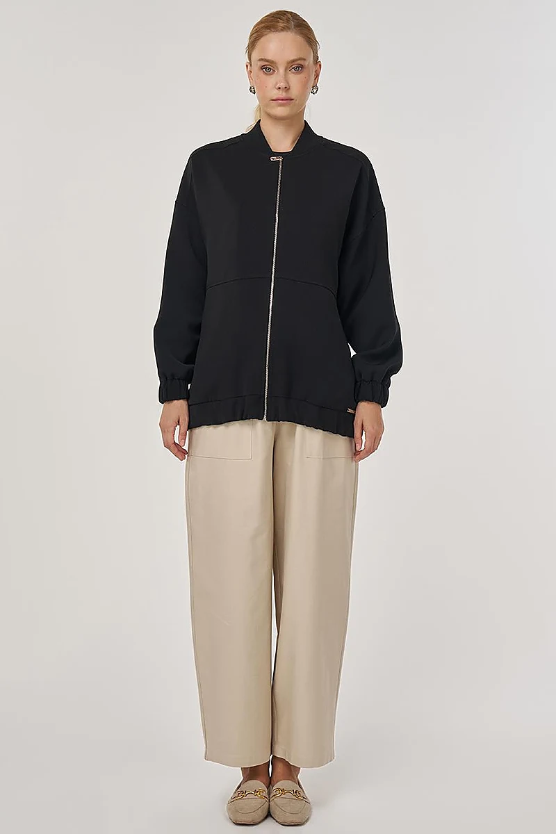 College Collar Jacket in Black