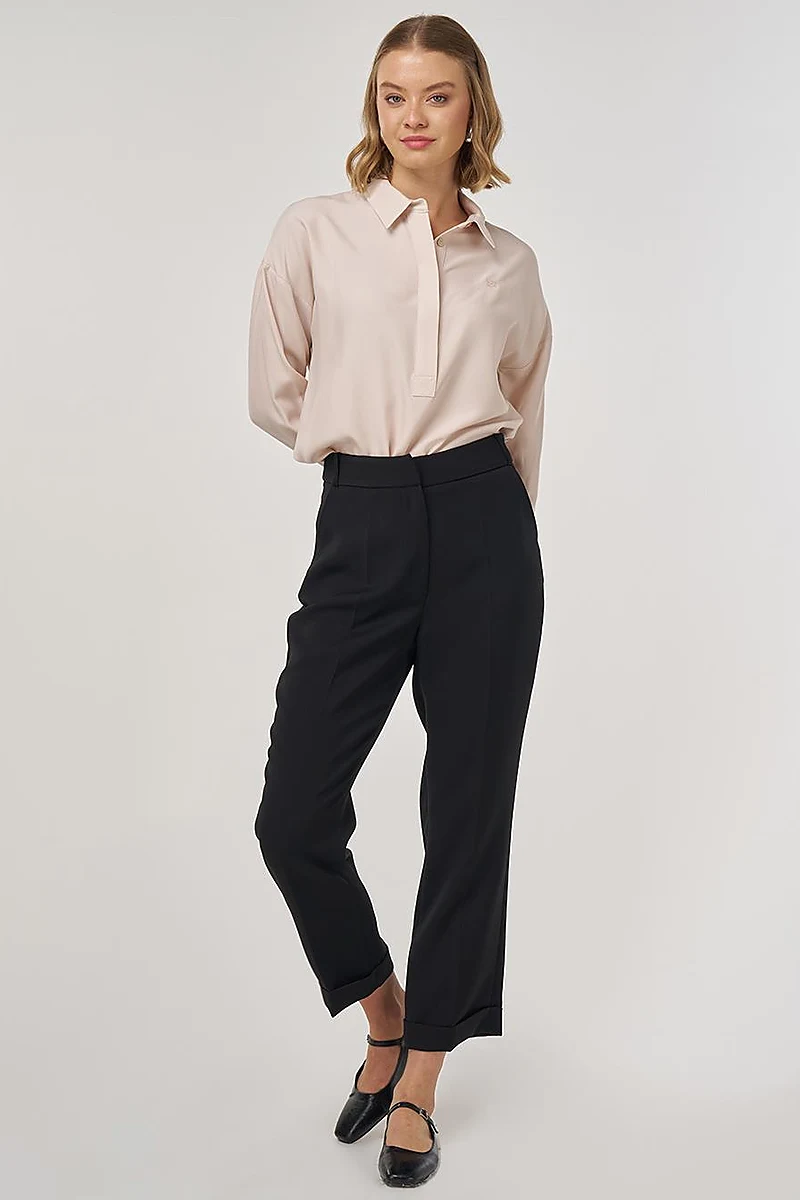 Pressed-crease Fabric Trousers Black