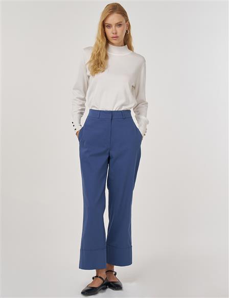 Duble Paça Kumaş Pantolon İndigo 