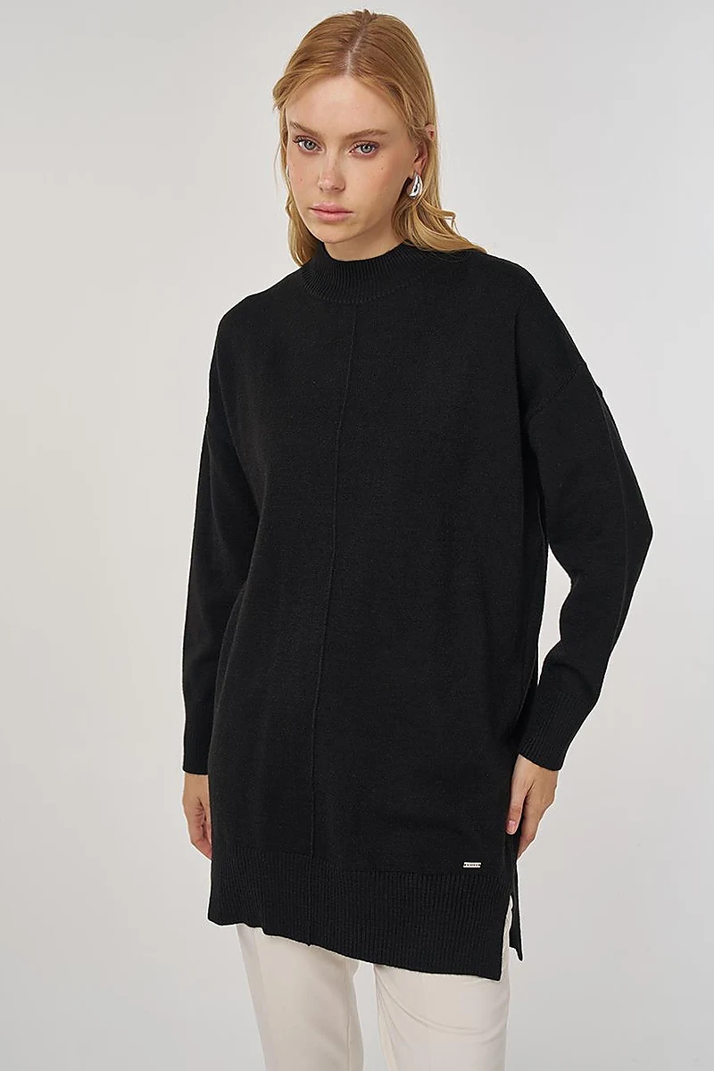 Stitched Knit Tunic Black