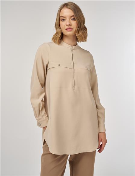 Seam Detailed Tunic in Stone