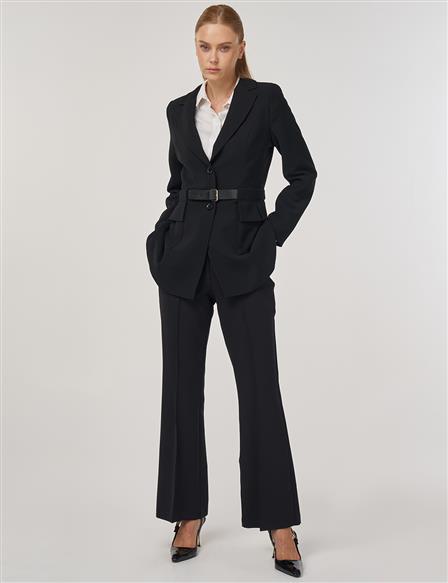 Kemer Detaylı Blazer Ceket Siyah 