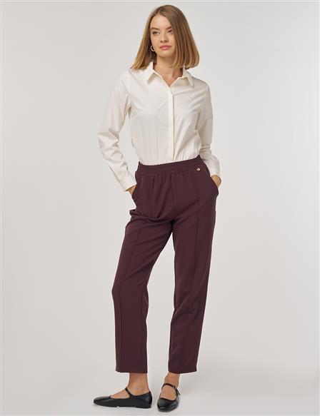 Pocket-Detail Classic Trousers Dark Burgundy