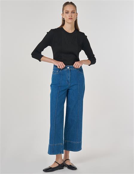 Topstitched Denim Pants Indigo