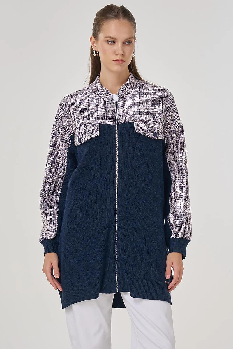 Flap Pocket Knit Cardigan Indigo 