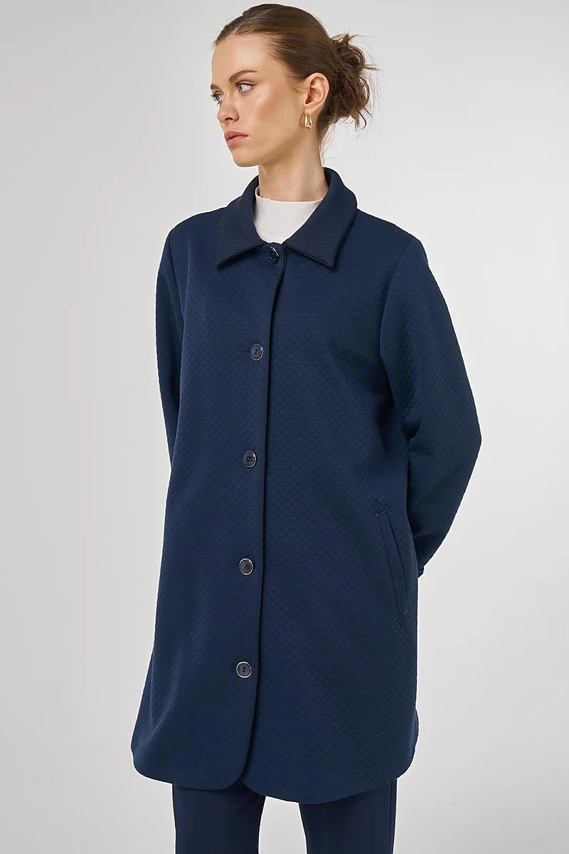 Embossed Patterned Jacket in Dark Navy