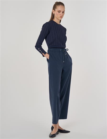 Relaxed-Fit Lyocell Pants Navy