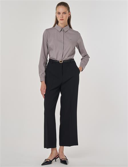 Cep Detaylı Kumaş Pantolon Siyah