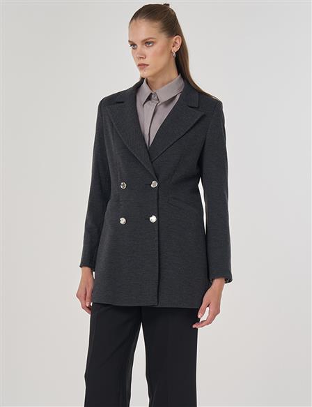 Erkek Yaka Blazer Ceket Füme 
