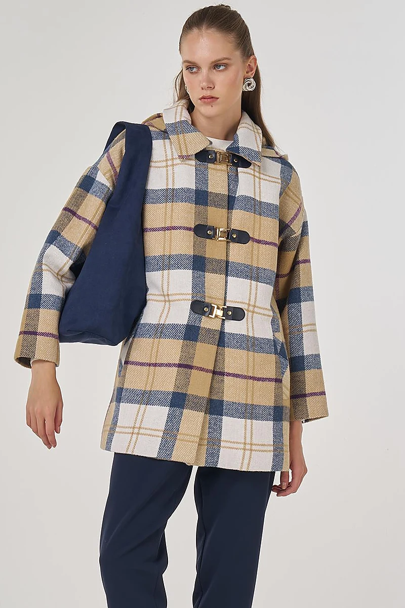 Plaid Coat in Beige