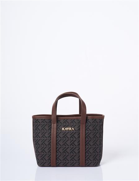 Monogram Desen Orta Boy Shopper Çanta Vizon 