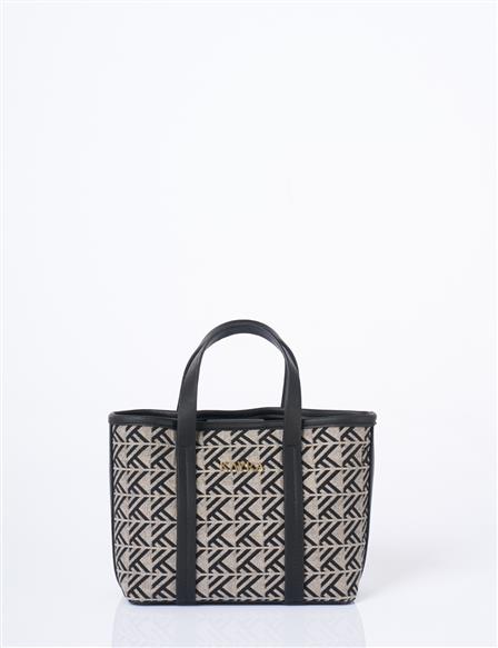Monogram Desen Orta Boy Shopper Çanta Gri