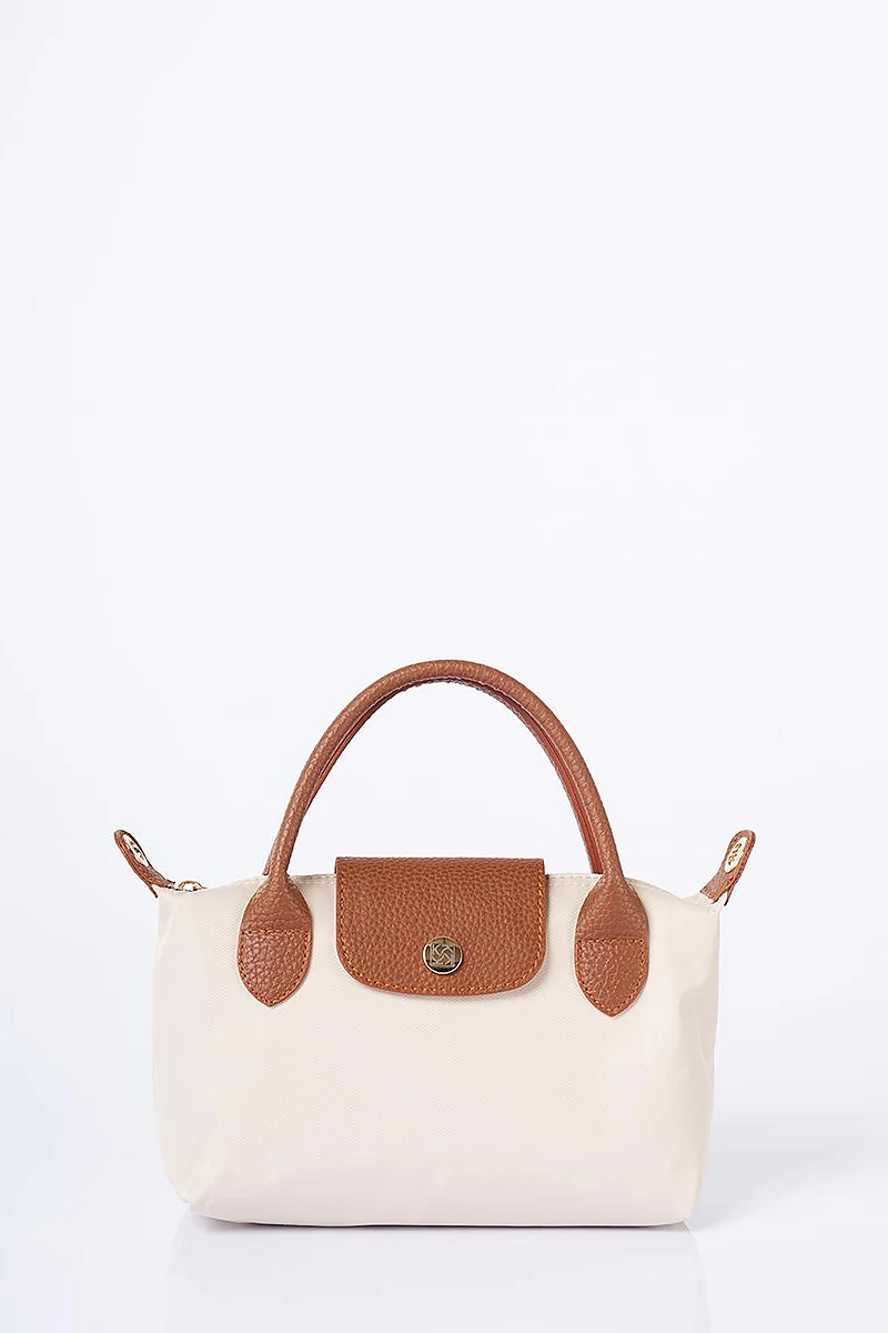 Medium Flap Fabric Bag -Cream