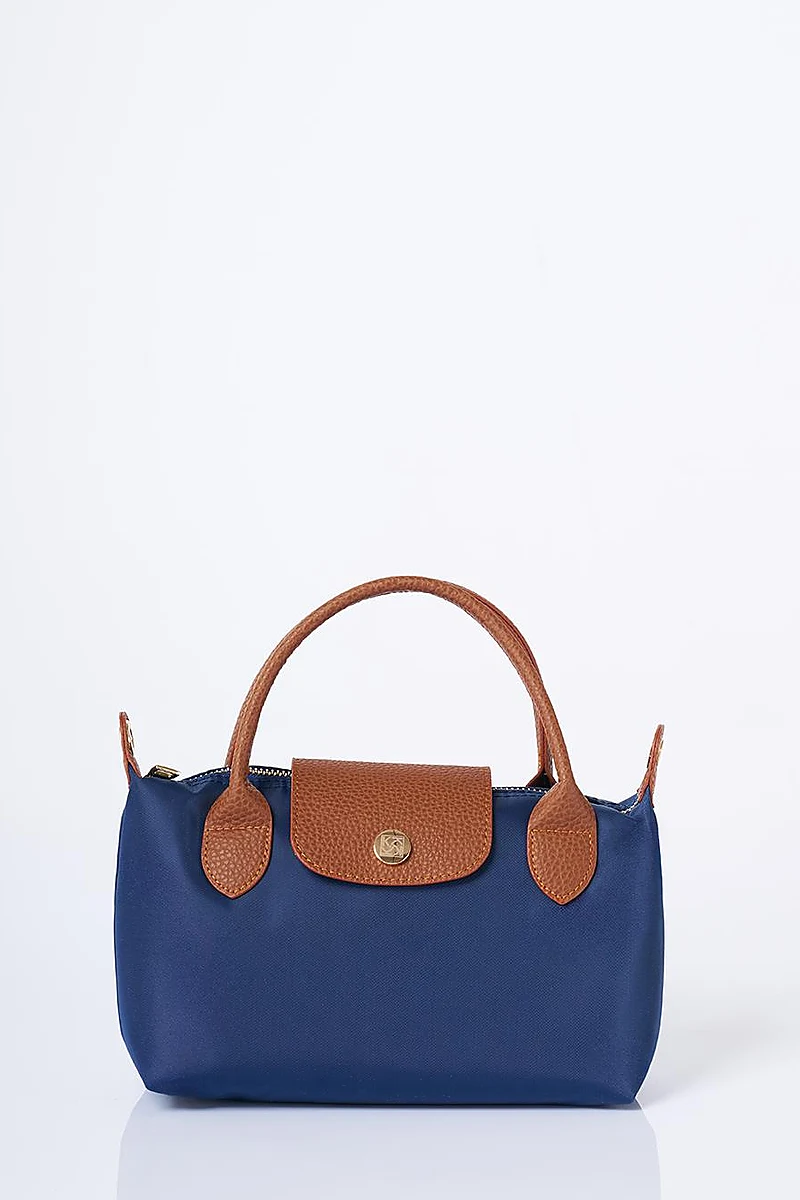 Medium Flap Fabric Bag- Navy
