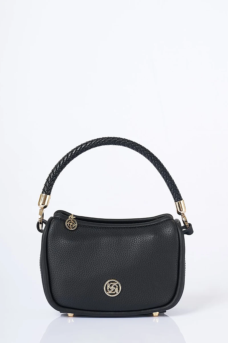 Hobo Bag with Logo Detail Black