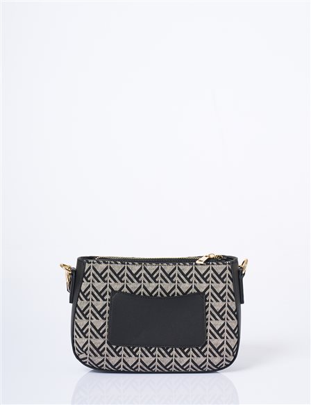 Monogram Desen Hobo Çanta Siyah