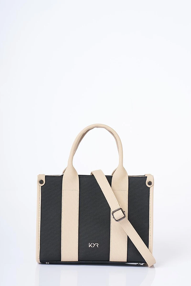 Logo Detailed Tote Bag Black Taupe