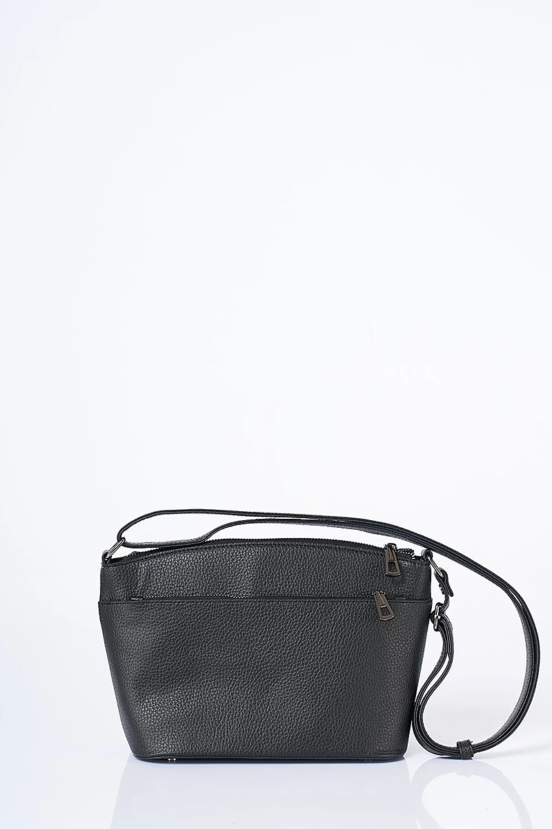 Multi-Compartment Faux Leather Bag Black