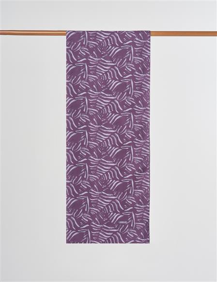 Soyut Desen Dijital Baskı Şal Patlıcan Moru