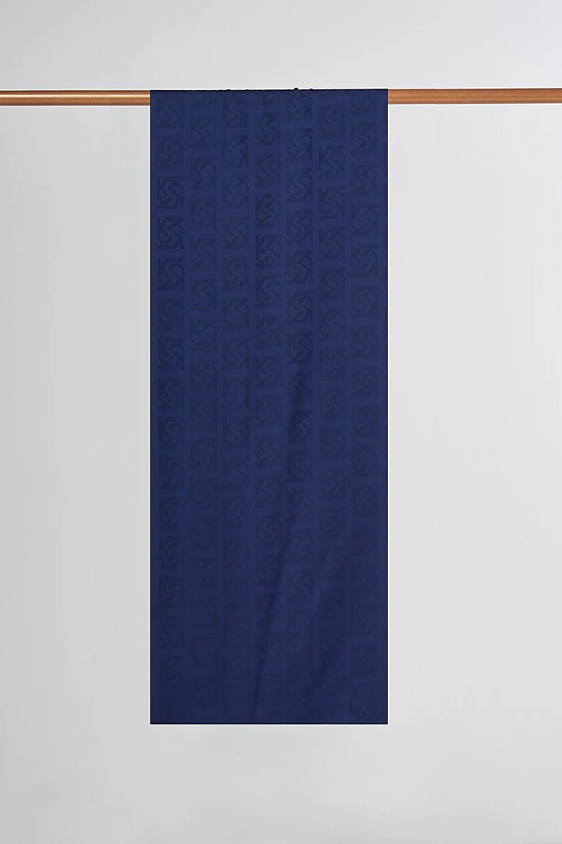 Viscose Shawl with Logo Detail in Navy Blue