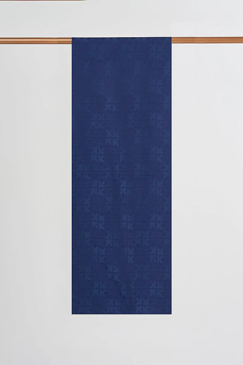 Large Logo Detailed Viscose Shawl Navy Blue