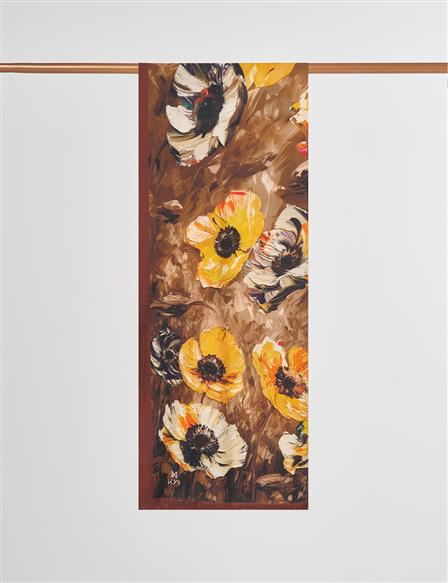 Floral Desen Viskon Şal Koyu Kahve 