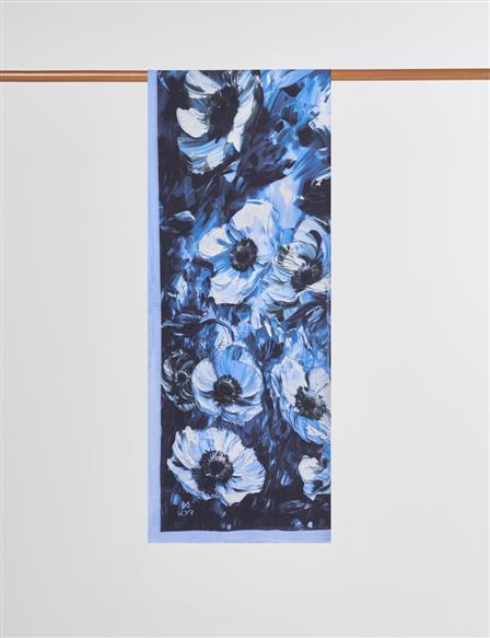 Floral Desen Viskon Şal Mor 