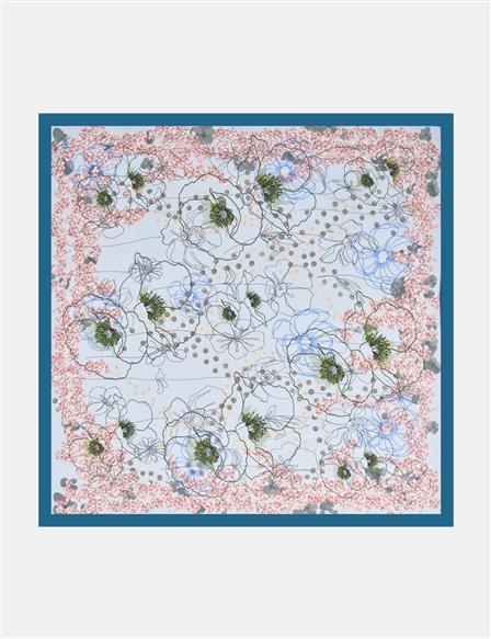 Karma Desen Viskon Eşarp Mavi