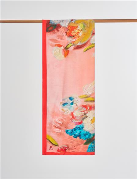 Suluboya Efektli Viskon Şal Pembe 