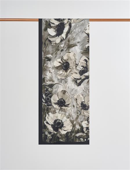 Floral Desen Viskon Şal Siyah 