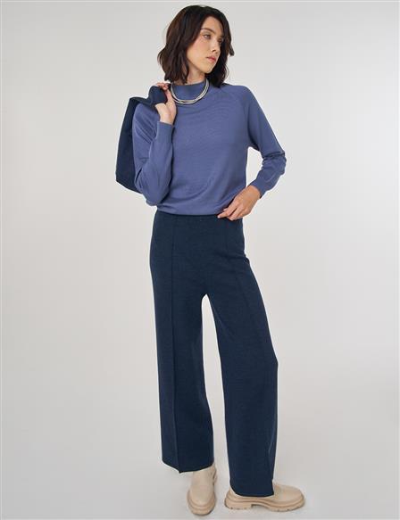 Ribbed Knit Pants Navy