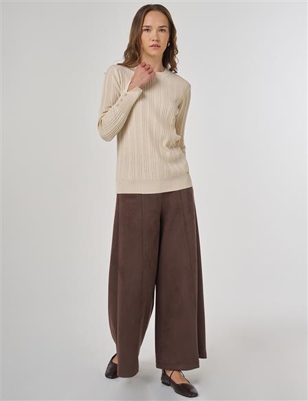 Aksesuar Düğmeli Triko Kazak Taş