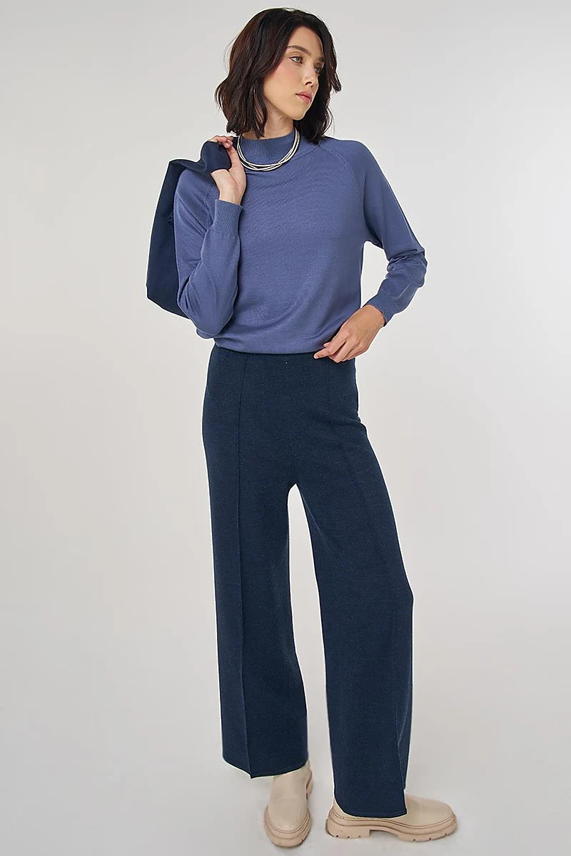 Ribbed Knit Pants Navy