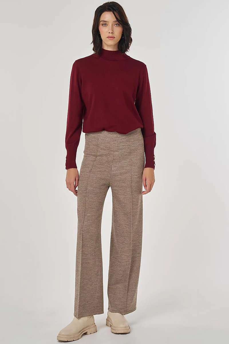 Ribbed Knit Pants Beige