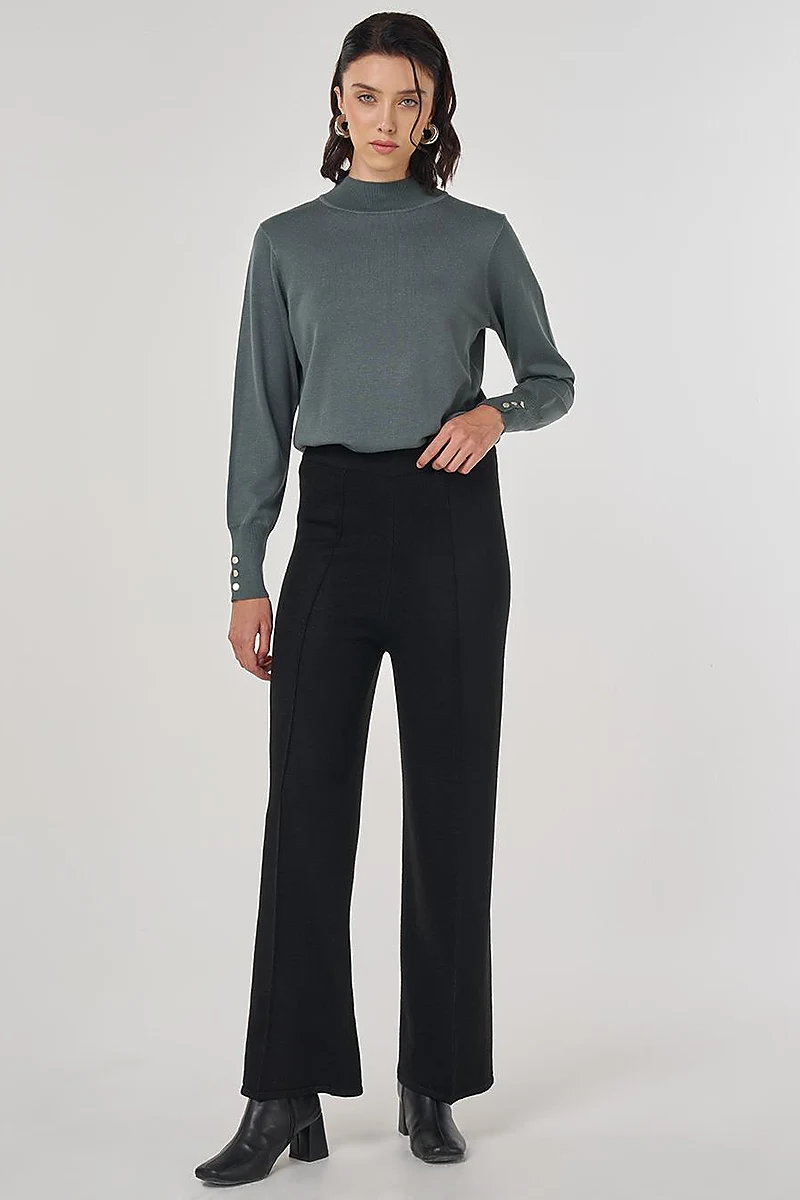 Ribbed Knit Pants Black