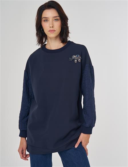 Fabric Panel Sweatshirt Dark Navy