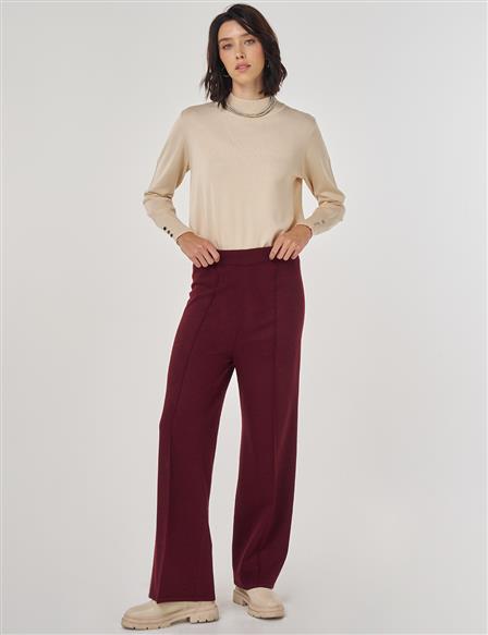 Ribbed Knit Pants Burgundy